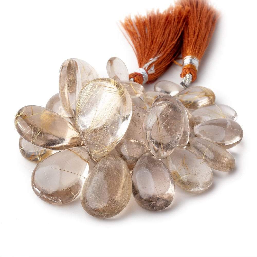 11x8-27x19mm Rutilated Quartz Plain Pear Beads 5 inch 30 pieces AA