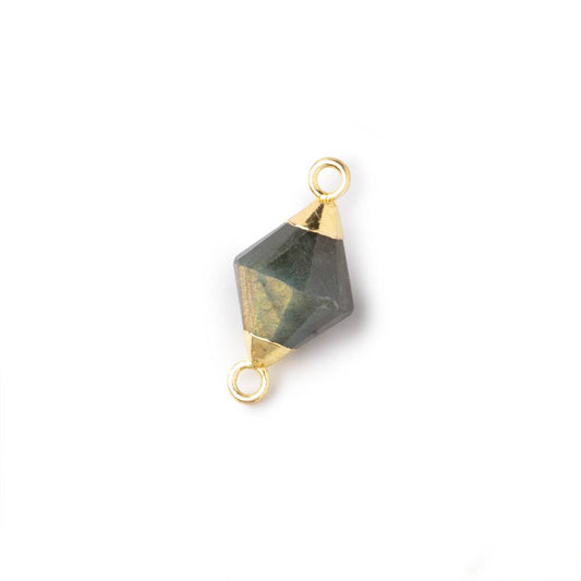 11x8mm Gold Leaf Labradorite Faceted Bi-Cone Connector 1 focal piece