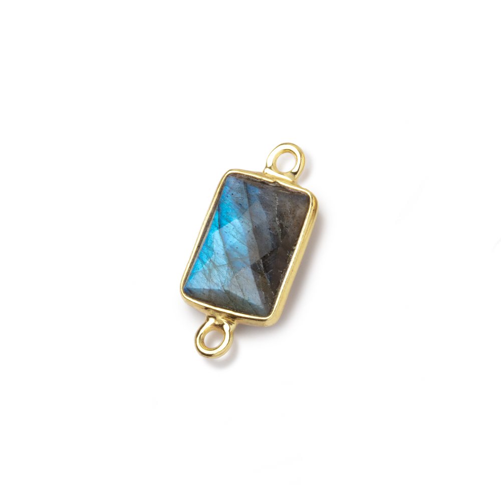 11x8mm Vermeil Bezel Labradorite Faceted Rectangle 1 Connector