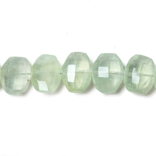 11x9-12.5x9mm Prehnite side drilled Faceted Cushion Beads 5.5 inch 16 pieces