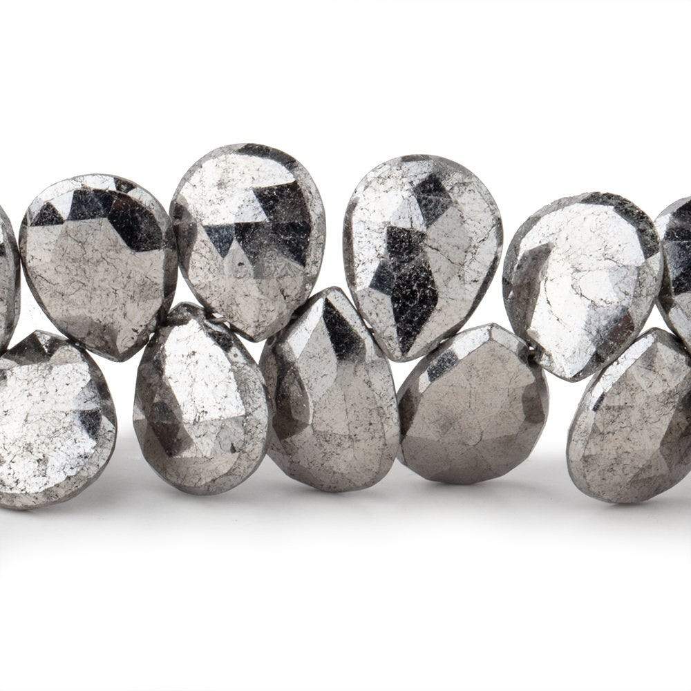 11x9-13x11mm White Pyrite Faceted Pear Beads 7 inch 35 pieces