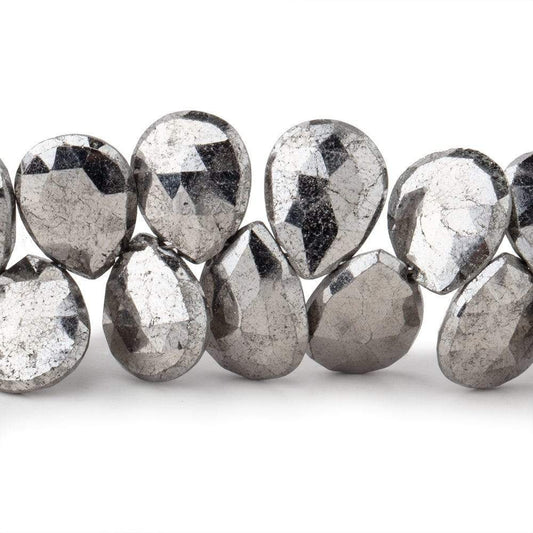 11x9-13x11mm White Pyrite Faceted Pear Beads 7 inch 35 pieces