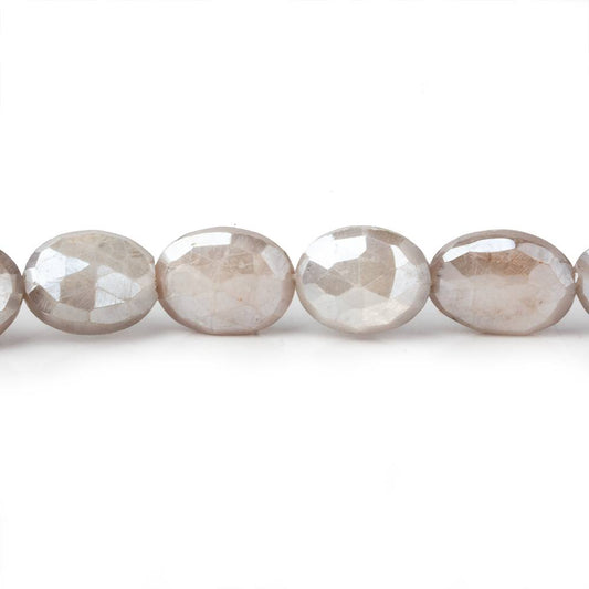 11x9-13x9mm Mystic Light Platinum Grey Moonstone faceted ovals 14 inch 28 beads