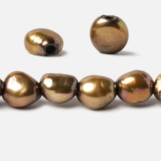 11x9-14x10mm Bronze Baroque 2.5mm large hole Pearls 15 inch 33 pcs