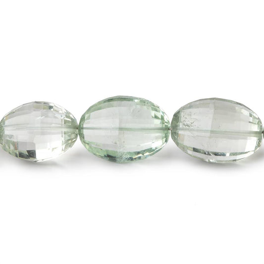 11x9-14x11mm Prasiolite Checkerboard Faceted Oval Beads 9 inch 16 pieces