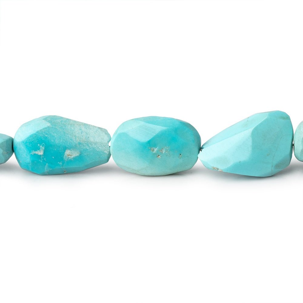 11x9-15.5x10mm Sleeping Beauty Turquoise faceted nuggets 16 inch 31 beads