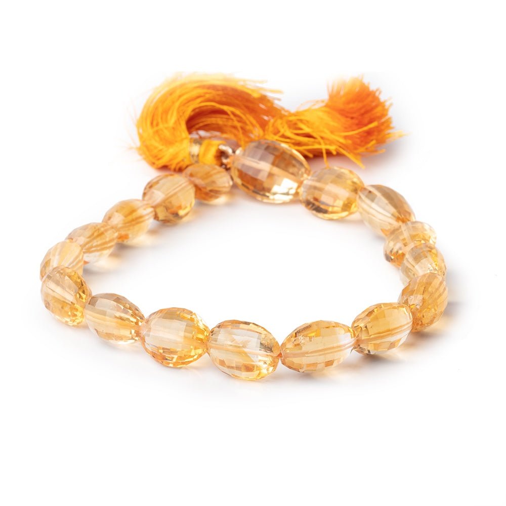 11x9-15x11mm Citrine checkerboard faceted oval Beads 8.5 inch 15 pieces