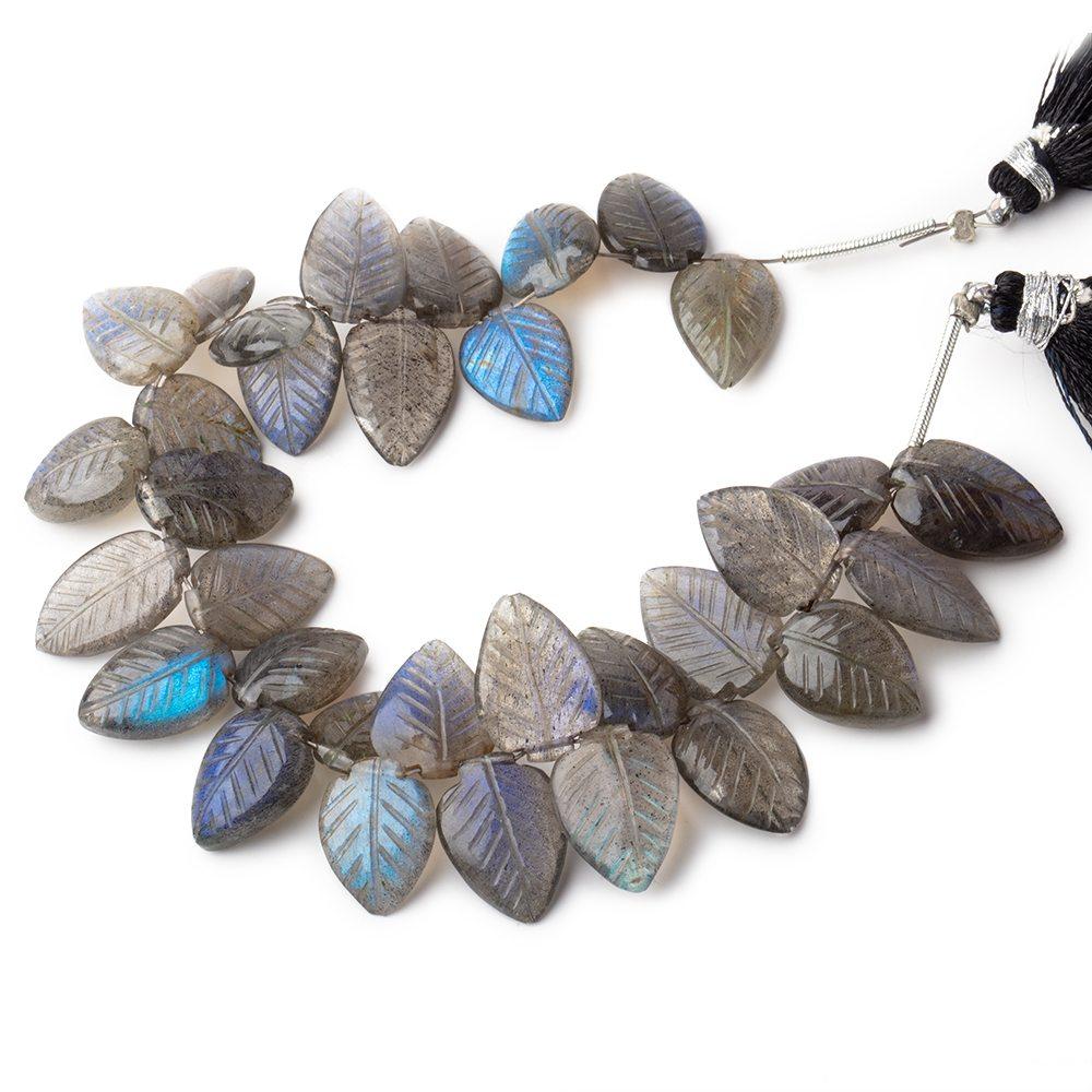 11x7-16x9mm Labradorite hand carved leaf beads 6 inch 38 pieces AAA