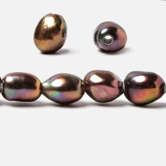 11x9.5-12.5x10mm Metallic Peacock Baroque 2.5mm large hole Pearl 15 in. 30 pcs