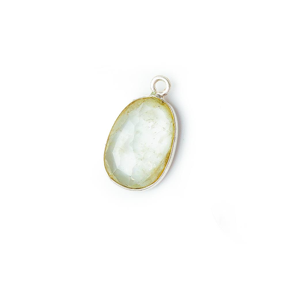 11x9mm Sterling Silver .925 Bezel Rutilated Quartz Faceted Nugget Cabochon Pendant 1 piece