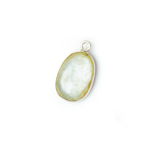 11x9mm Sterling Silver .925 Bezel Rutilated Quartz Faceted Nugget Cabochon Pendant 1 piece