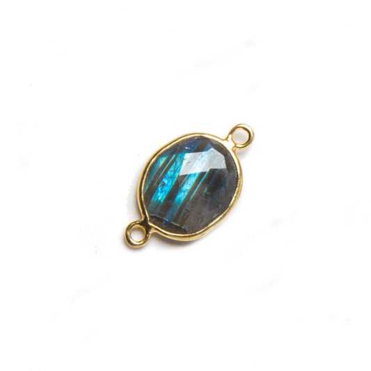 11x9mm Vermeil Bezeled Labradorite faceted nugget Connector 1 piece