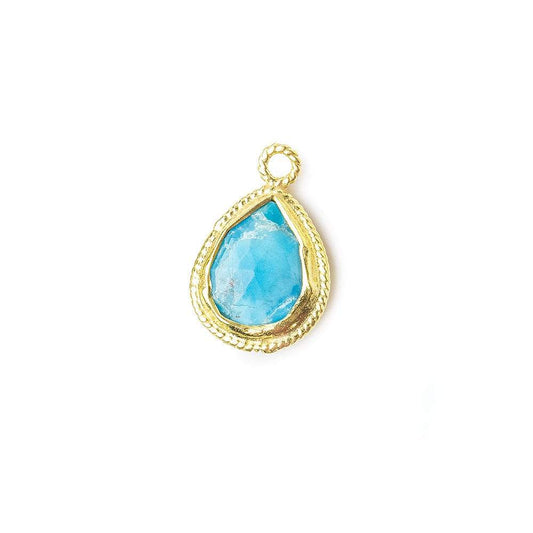 11x9mm Vermeil Twist Rope Bezel Turquoise Howlite Faceted Pear Pendant 1 piece