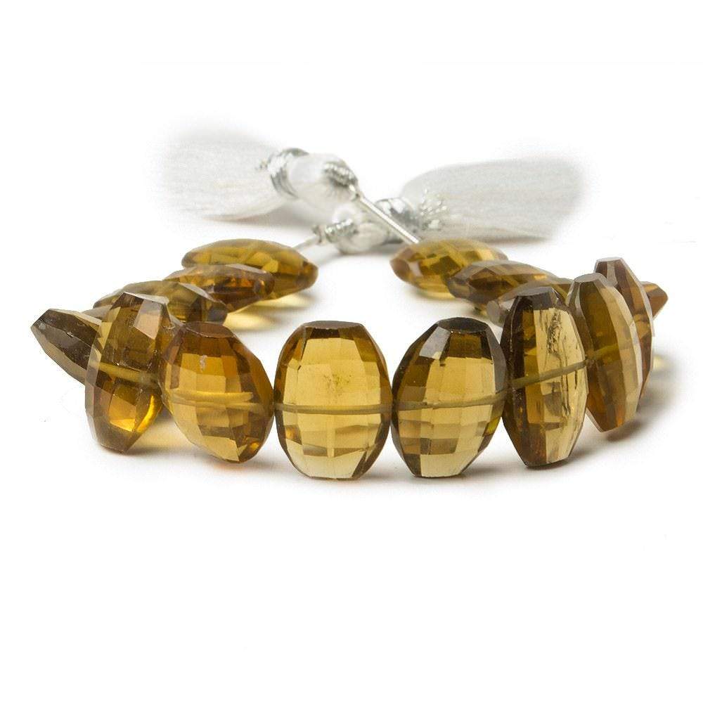 11x9mm Whiskey Quartz side drilled Faceted Cushion Beads 5.5 inch 16 pieces