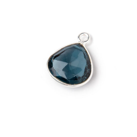 12-12.5mm .925 Silver Bezel London Blue Topaz Faceted Heart Pendant 1 piece AAA