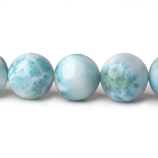12-12.5mm Larimar Plain Round beads 15 inch 33 pieces AAA