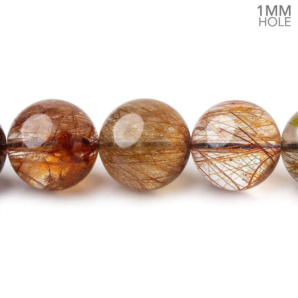 12-12.5mm Multi Rutilated Quartz plain round large hole beads 15.5 inch 32 pieces A