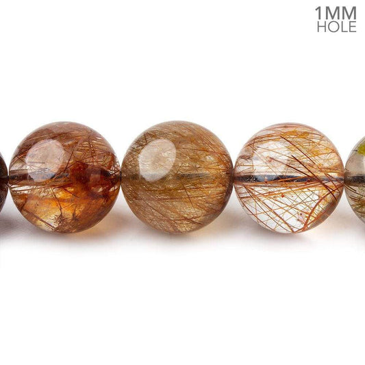 12-12.5mm Multi Rutilated Quartz plain round large hole beads 15.5 inch 32 pieces A