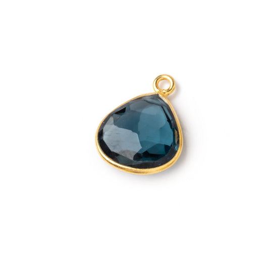 12-12.5mm Vermeil Bezel London Blue Topaz Faceted Heart Pendant 1 piece AAA