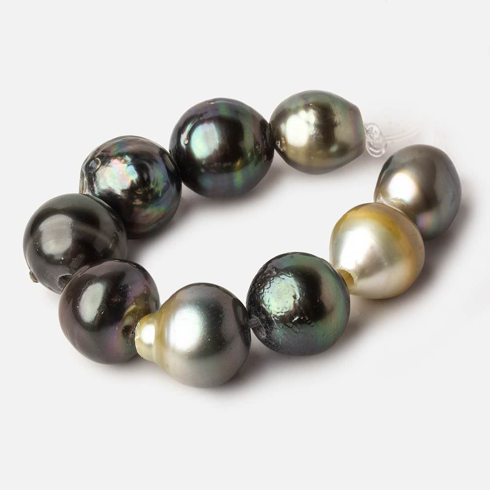 12-13mm Tahitian Saltwater 2mm Large Hole Pearls 3.5 inches 7 pieces