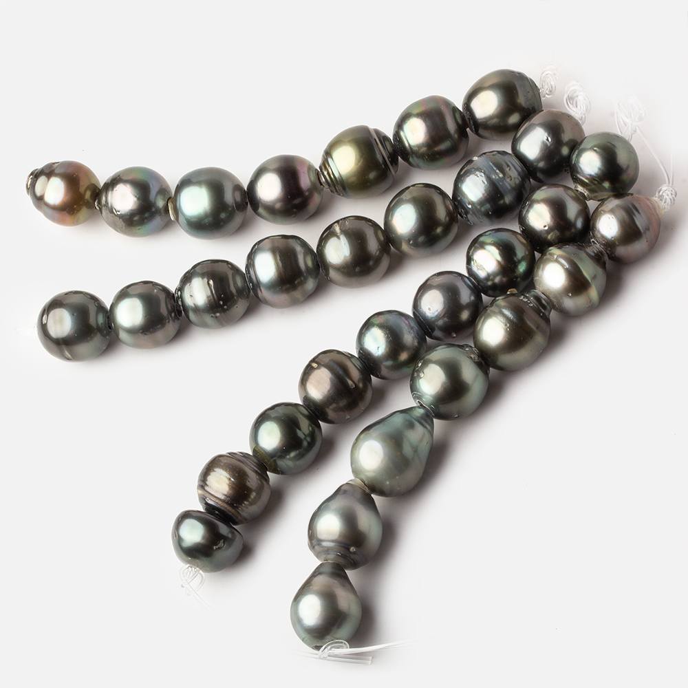 12-13mm Tahitian Saltwater 2mm Large Hole Pearls 3.5 inches 7 pieces