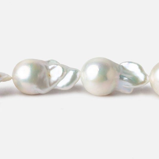 12-13mm White Ultra Baroque Freshwater Pearls 16.5 inch 17 pieces AA 0.8mm drill hole