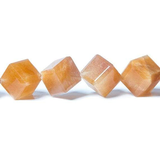 12-14mm Caramel Rutilated Quartz bezel faceted cubes 16 inch 31 Beads