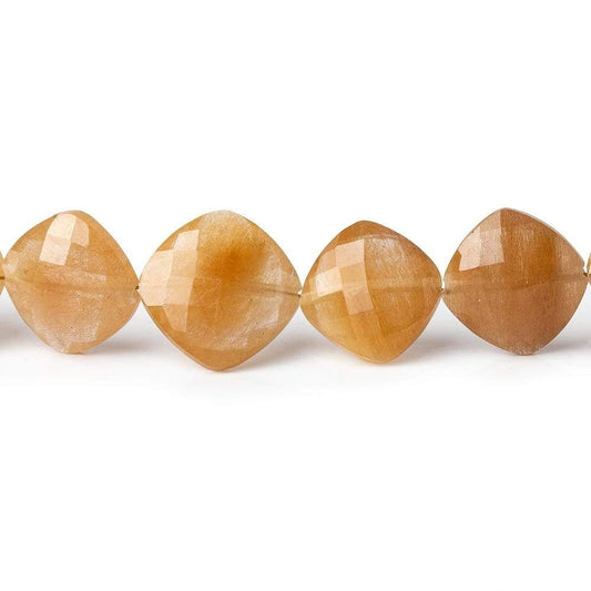 12-14mm Caramel Rutilated Quartz Faceted Pillow Beads 16 inch 32 pcs AAA