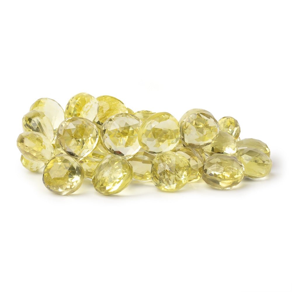 12-14mm Lemon Quartz Faceted Heart Beads 7.5 inch 33 Beads AAA