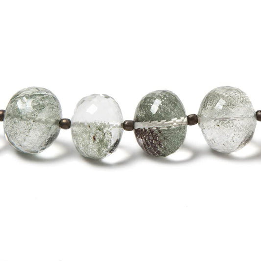12-14mm Moss Quartz faceted rondelle beads 8 inch 17 pieces