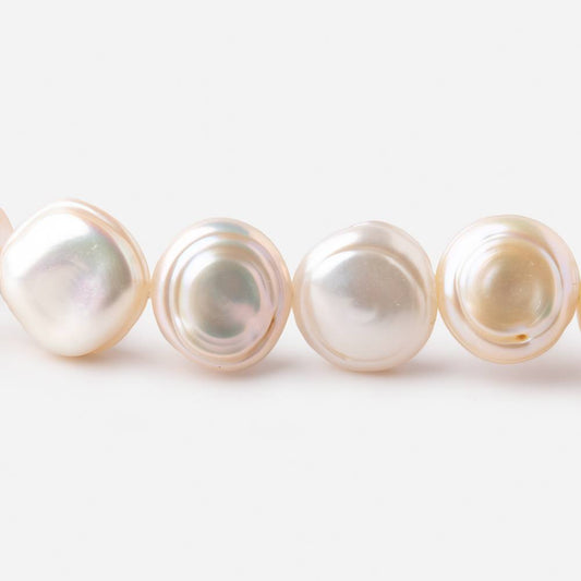 12-14mm Peach Side Drilled Keshi Freshwater Pearls 16 inch 35 pieces