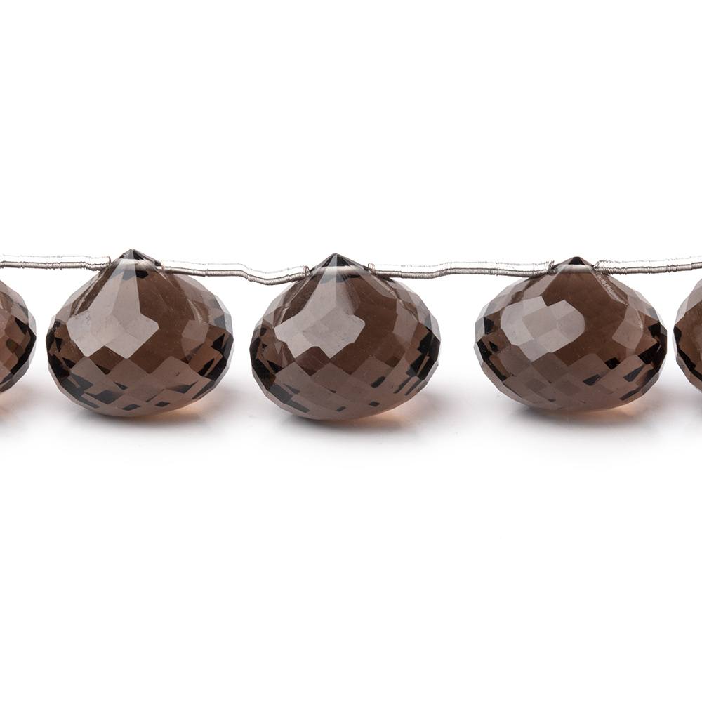 12-14mm Smoky Quartz Faceted Candy Kiss Beads 6.5 inch 13 pieces