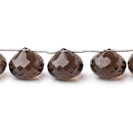 12-14mm Smoky Quartz Faceted Candy Kiss Beads 6.5 inch 13 pieces