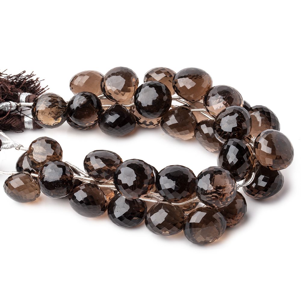 12-14mm Smoky Quartz Faceted Candy Kiss Beads 6.5 inch 13 pieces