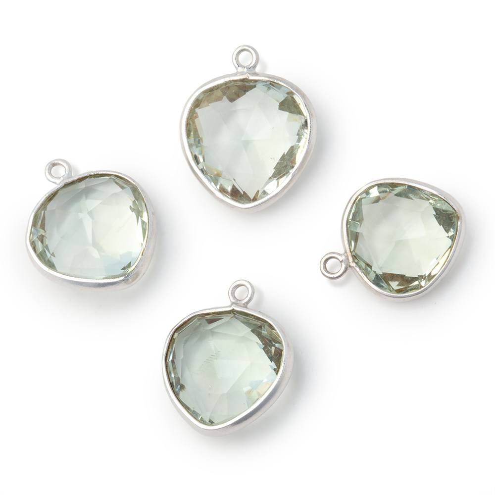 12-14mm Sterling Silver Bezel Prasiolite Faceted Heart Pendant 1 piece