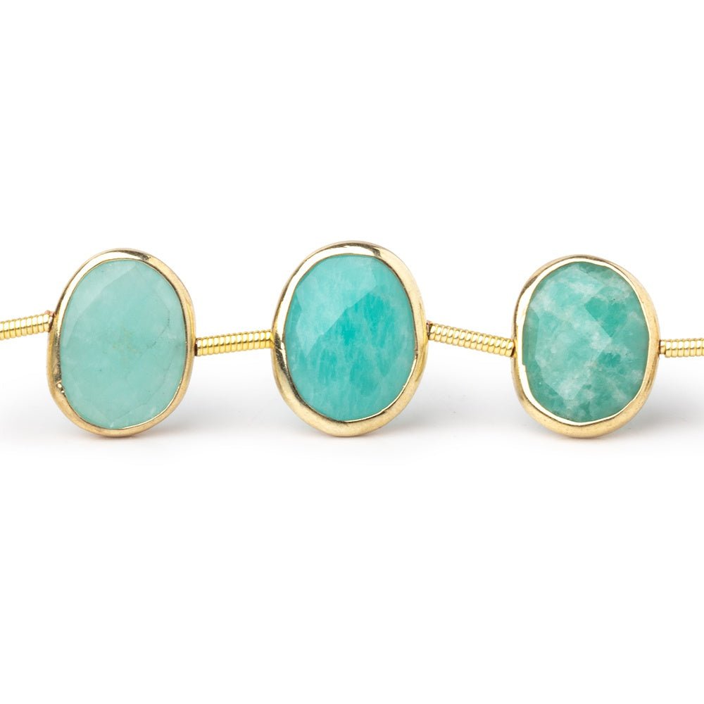 12-14mm Vermeil Bezel Amazonite Side Drill Nuggets 6.5 inch 11 Beads