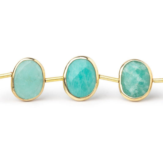 12-14mm Vermeil Bezel Amazonite Side Drill Nuggets 6.5 inch 11 Beads