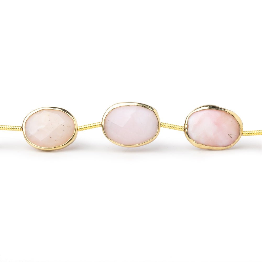 12-14mm Vermeil Bezel Pink Peruvian Opal Faceted Nuggets 7.5 inch 10 Beads