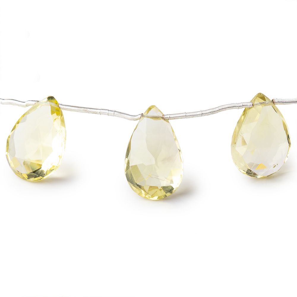 12-15mm Lemon Quartz Faceted Pear Beads 6.5 inch 9 pieces