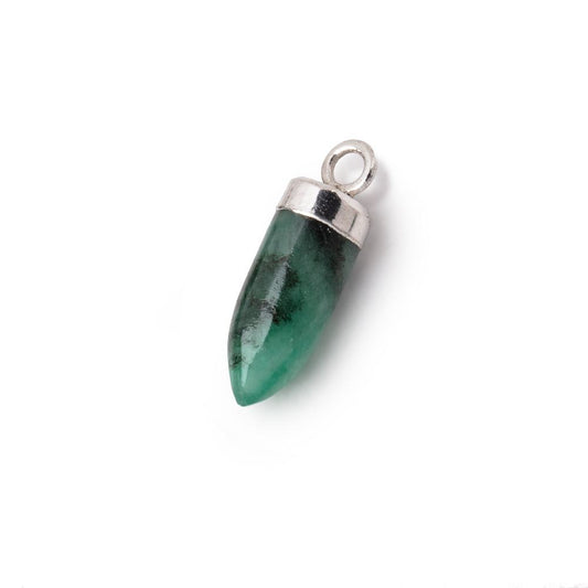 12-16mm Silver Leafed Emerald Plain Spike Focal Pendant 1 piece