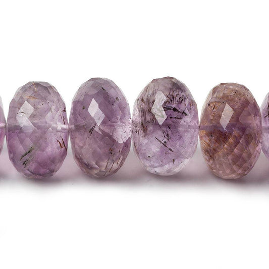 12-17mm Rare Amethyst Cacoxenite Faceted Rondelles 16 inch 45 beads AAA