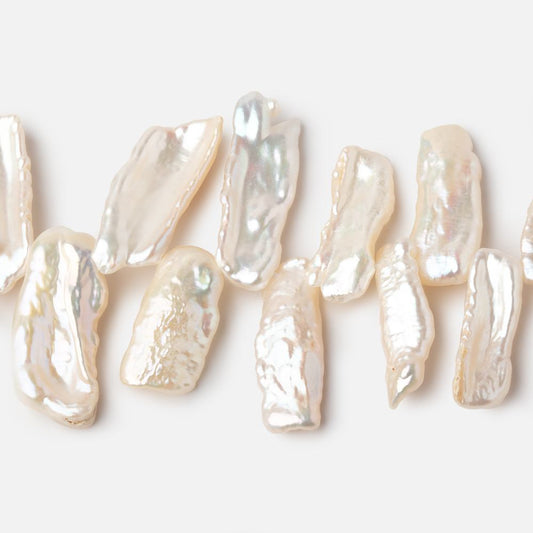 12-23mm Creamy White Top Drill Biwa Pearls 15 inch 78 beads AAA