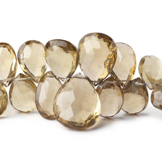 12-24mm Dark Lemon Quartz Faceted Pear Beads 10 inch 66 pieces