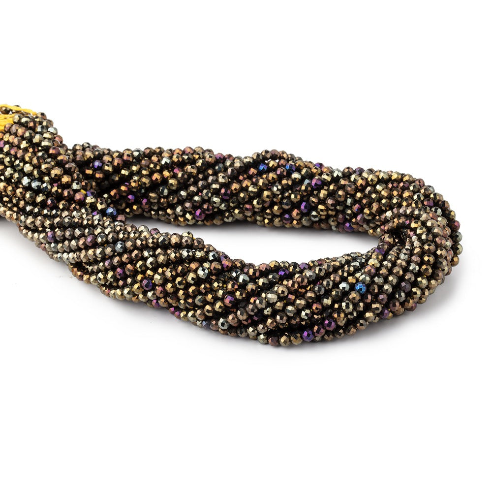 3mm Metallic Bronze Black Spinel Micro faceted rounds 13 inch 128 beads