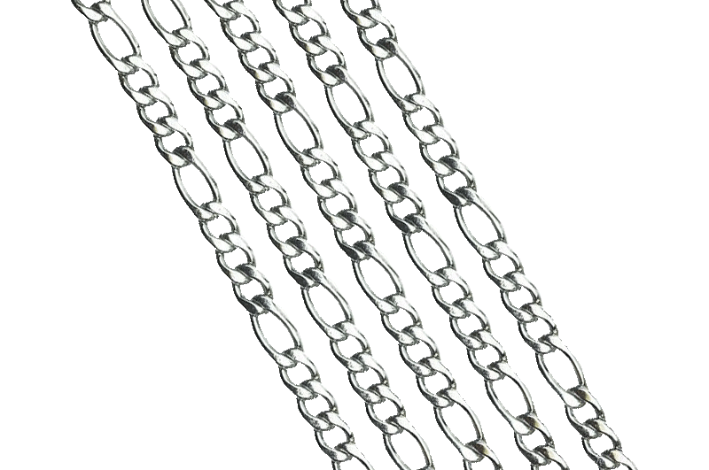 7.1mm x 4.5mm 10.1mm x 4.5mm Figaro Stainless Steel Figaro Chain sold by the Foot - CH 124SS