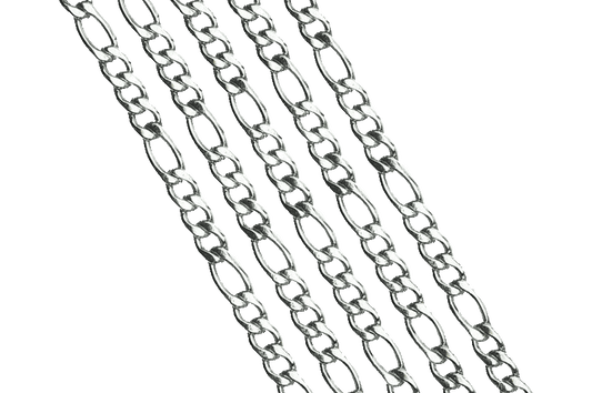 7.1mm x 4.5mm 10.1mm x 4.5mm Figaro Stainless Steel Figaro Chain sold by the Foot - CH 124SS