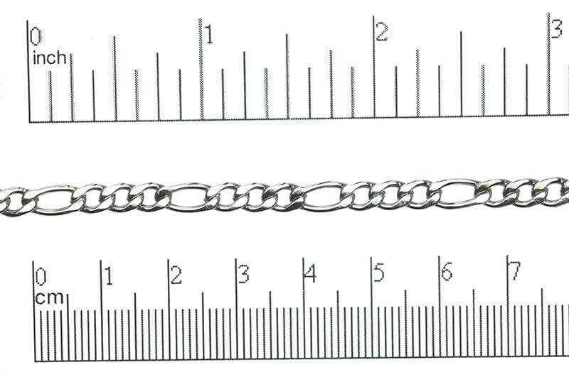 7.1mm x 4.5mm 10.1mm x 4.5mm Figaro Stainless Steel Figaro Chain sold by the Foot - CH 124SS