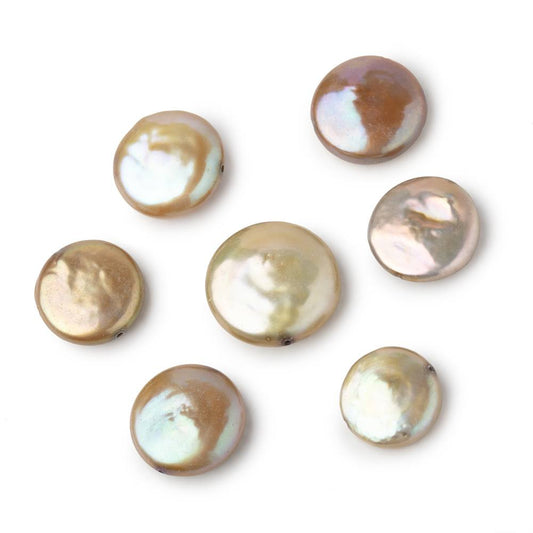12.5-14.5mm Sage Green Coin Freshwater Pearl Focal 1 piece