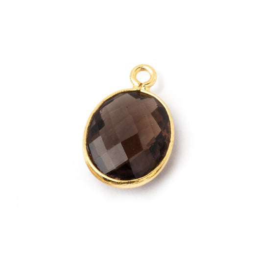 12.5x10.5mm Vermeil Bezel Smoky Quartz Faceted Oval Pendant 1 piece