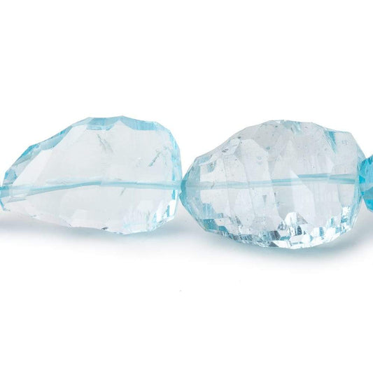 12.5x11-24x18mm Sky Blue Topaz Concave Faceted Nuggets 8 inch 11pcs